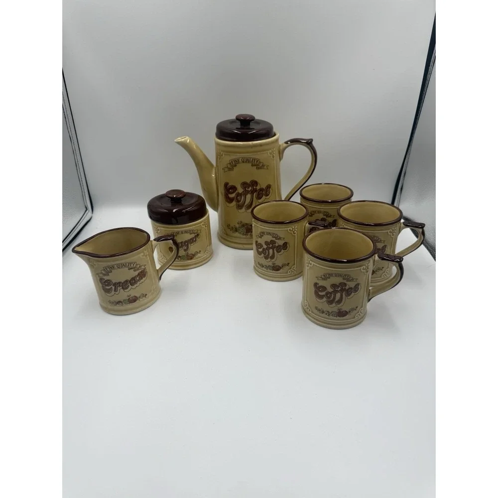 Vintage Japan Asake Ceramic Coffee Set 7 piece